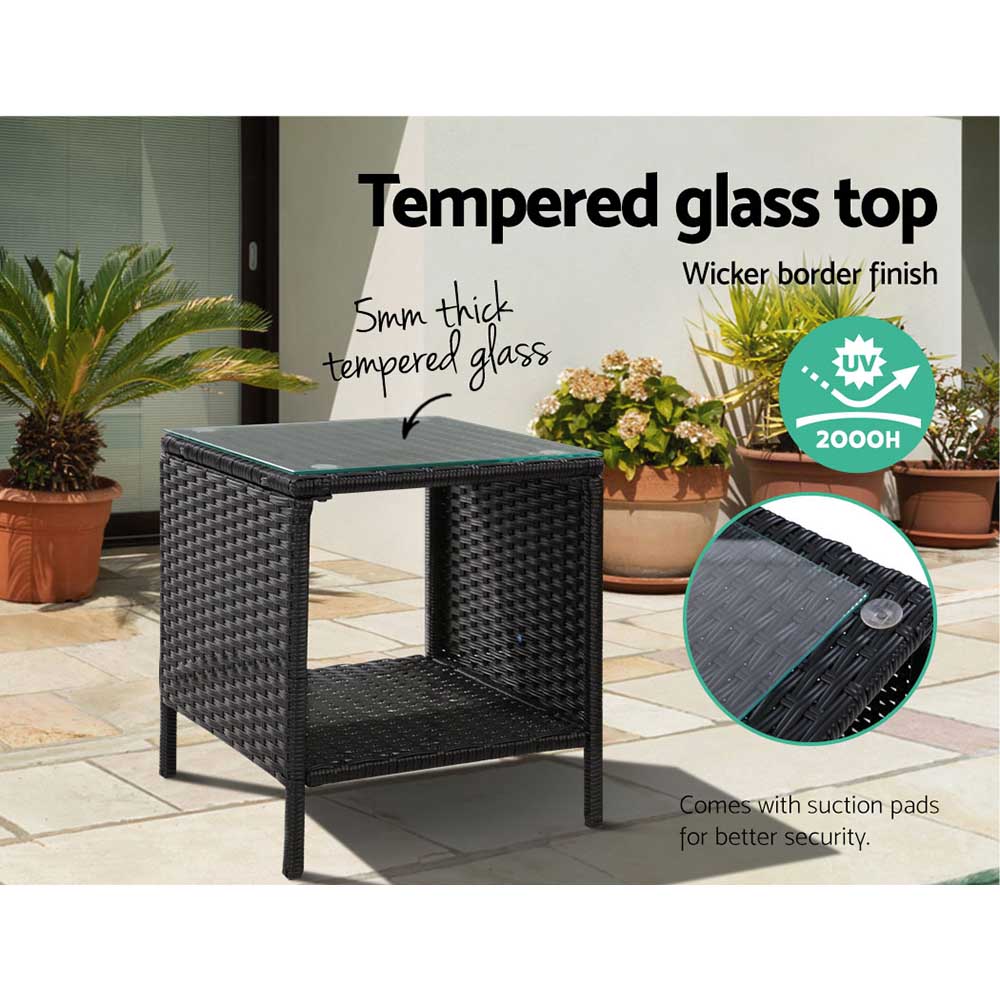 Armadale Wicker Side Table - Black