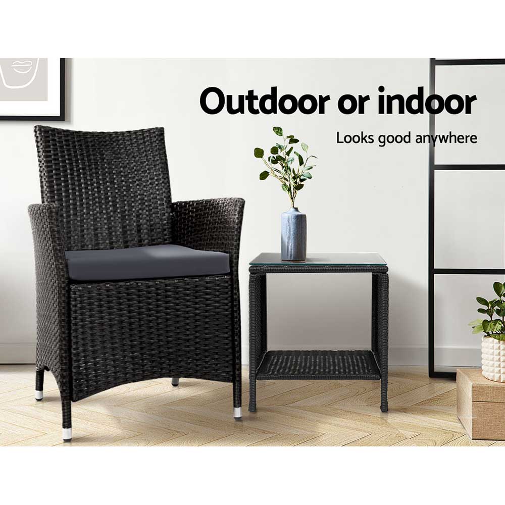 Armadale Wicker Side Table - Black