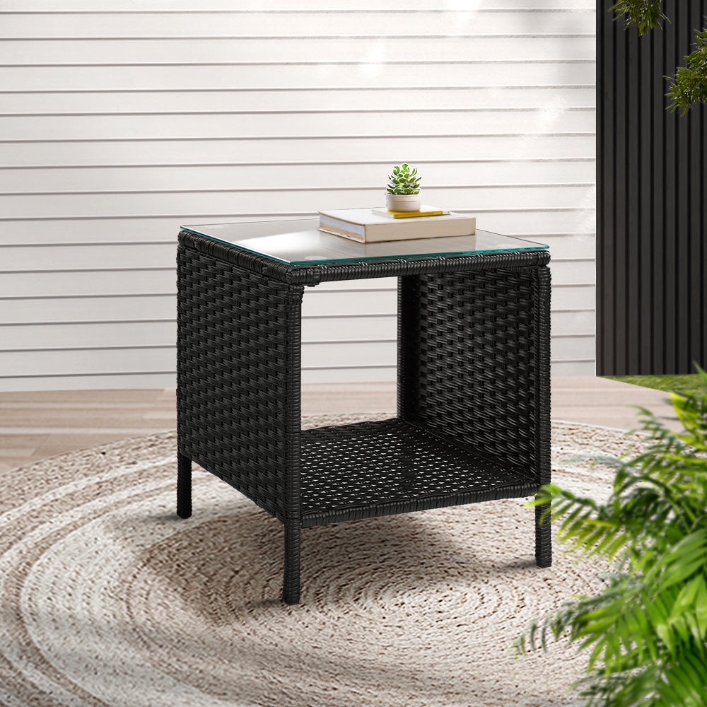 Armadale Wicker Side Table - Black