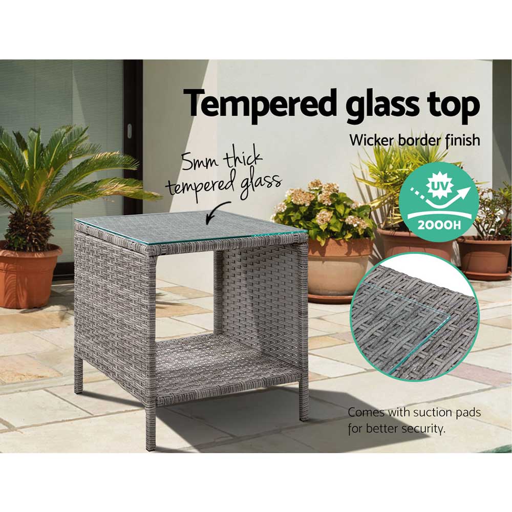 Armadale Wicker Side Table - Grey