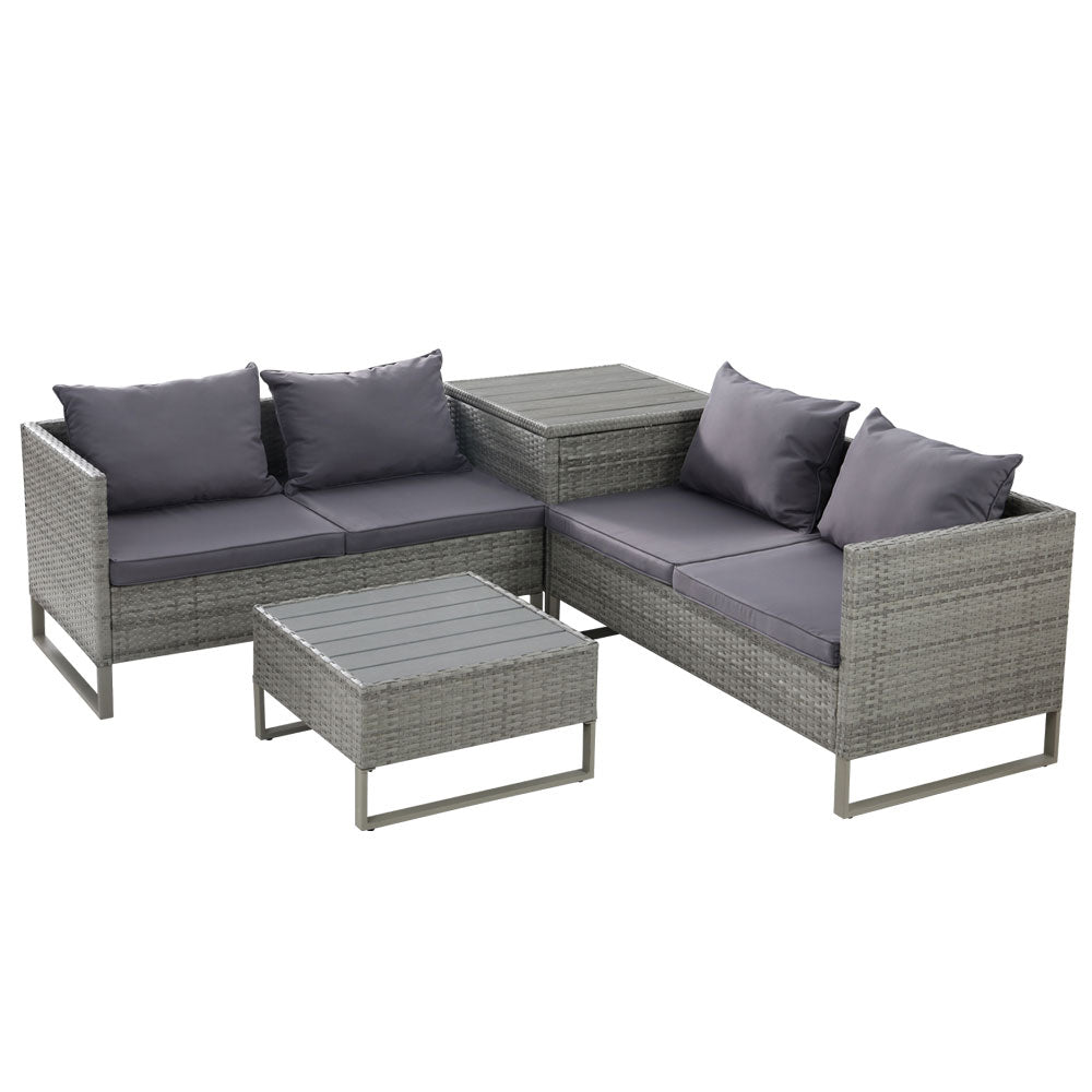 Portsea Deluxe Outdoor 4 Piece Sofa Set - Mixed Grey