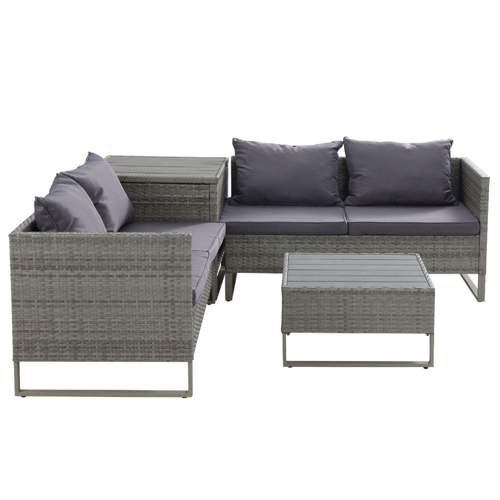 Portsea Deluxe Outdoor 4 Piece Sofa Set - Mixed Grey
