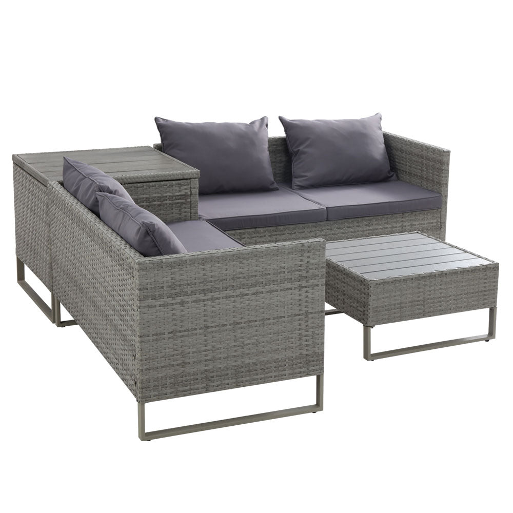 Portsea Deluxe Outdoor 4 Piece Sofa Set - Mixed Grey