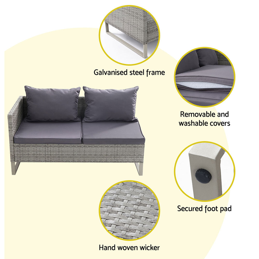Portsea Deluxe Outdoor 4 Piece Sofa Set - Mixed Grey