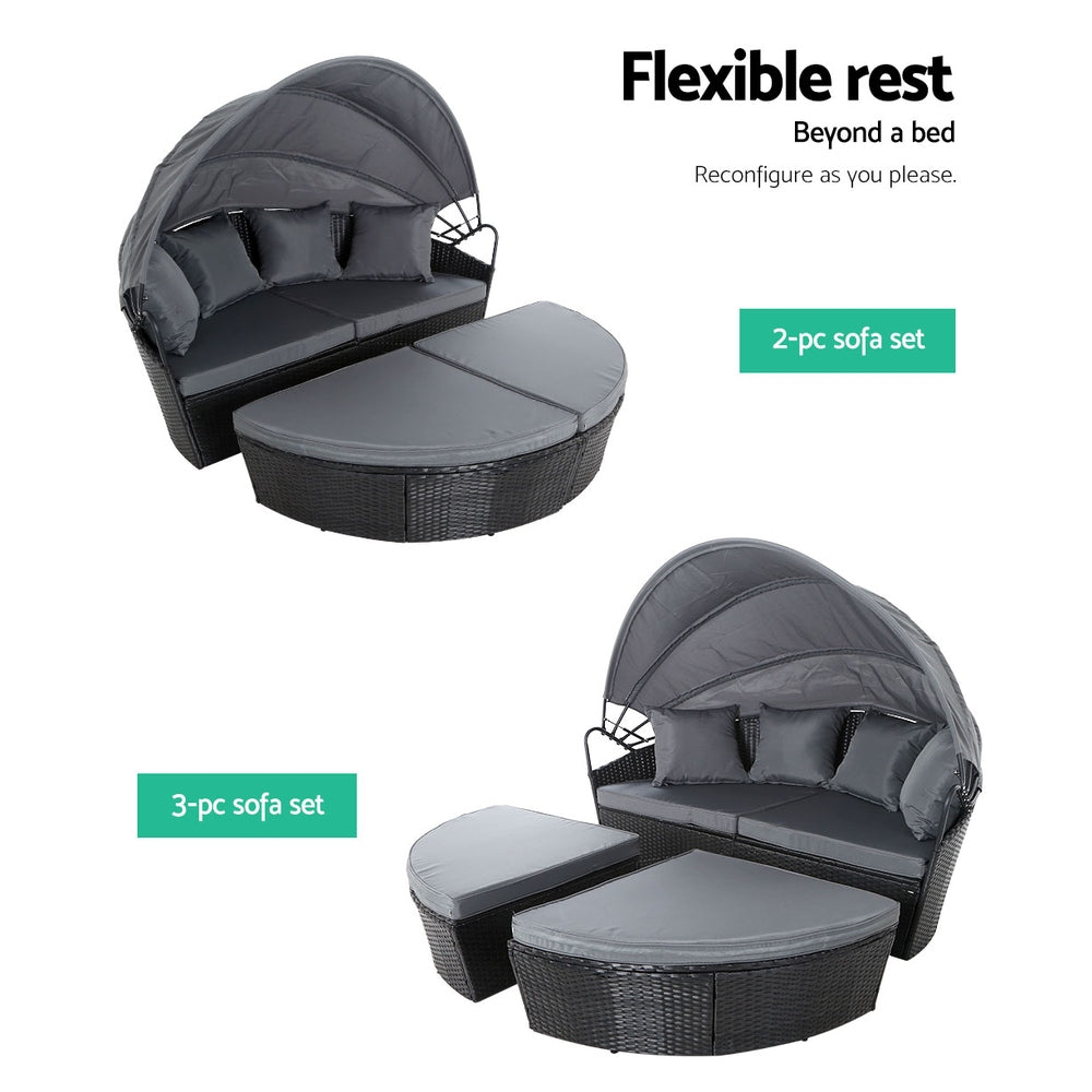 Portsea Luxury Outdoor Day Bed - Black