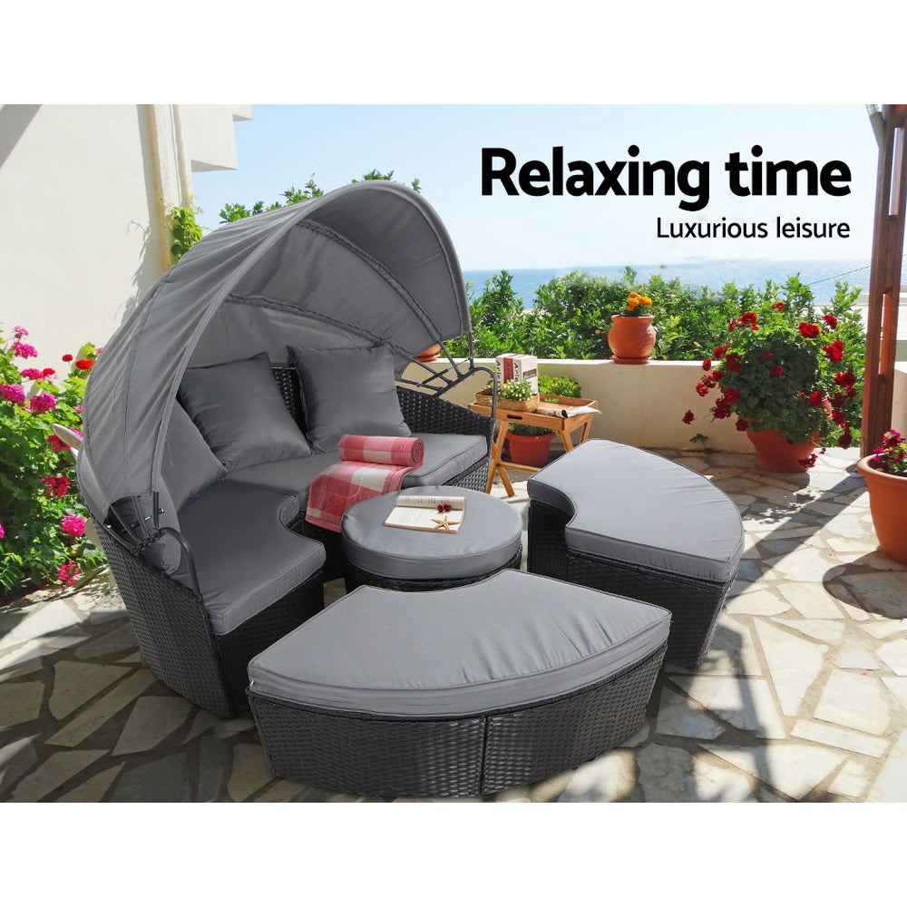 Portsea Premium Outdoor Day Bed - Black and Grey