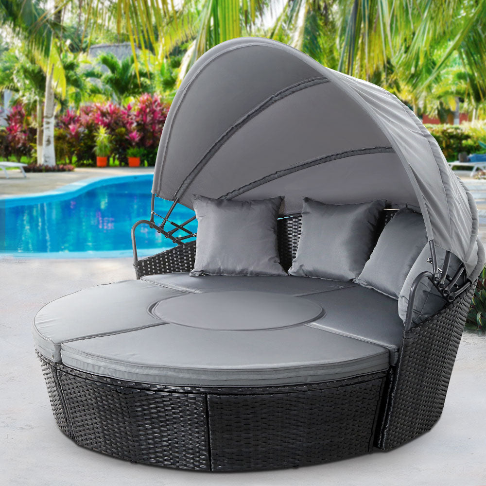 Portsea Premium Outdoor Day Bed - Black and Grey