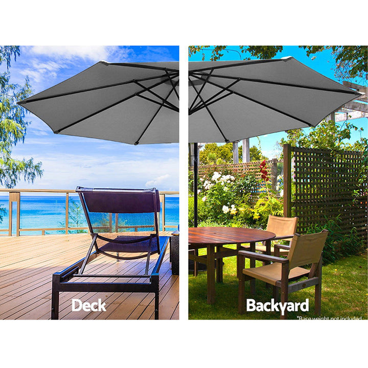 Malvern Outdoor Umbrella 3M Cantilever Beach Garden Grey