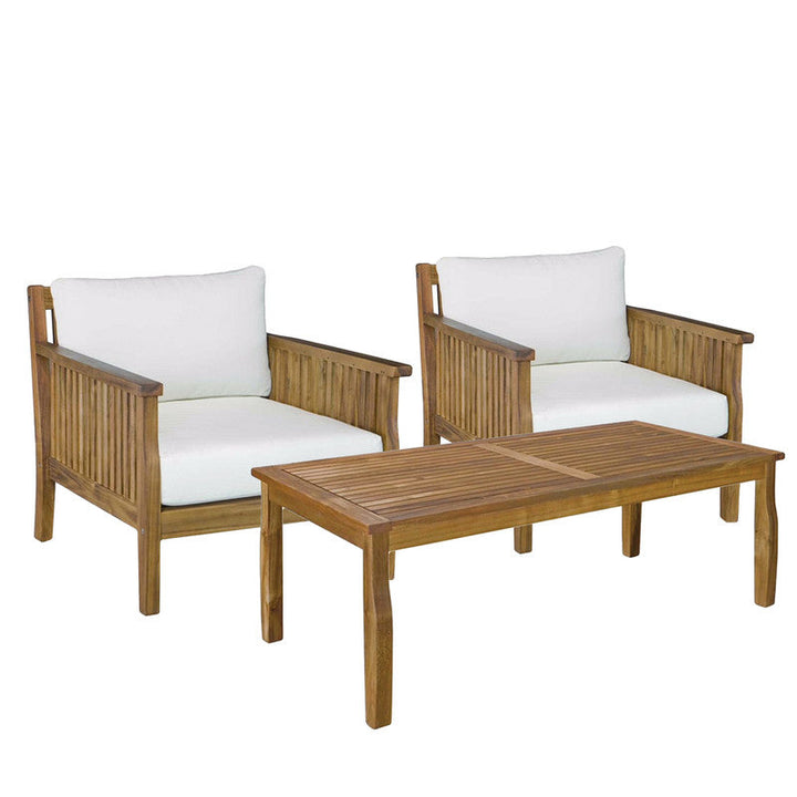 Toorak Patio 3 Piece Acacia Wooden Armchairs & Table