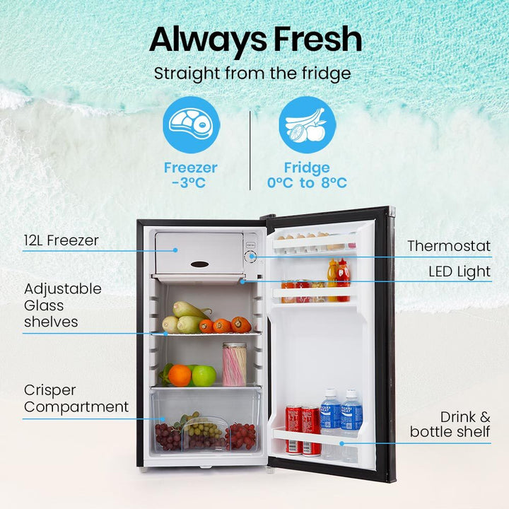 Gecko 125L Portable Upright Fridge, 12V/24V for Motorhome, Caravan, Black