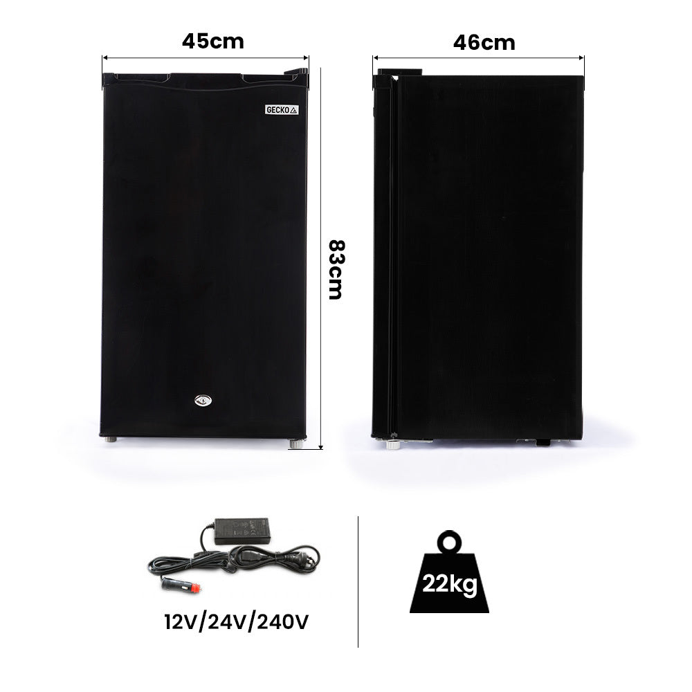 Gecko 125L Portable Upright Fridge, 12V/24V for Motorhome, Caravan, Black