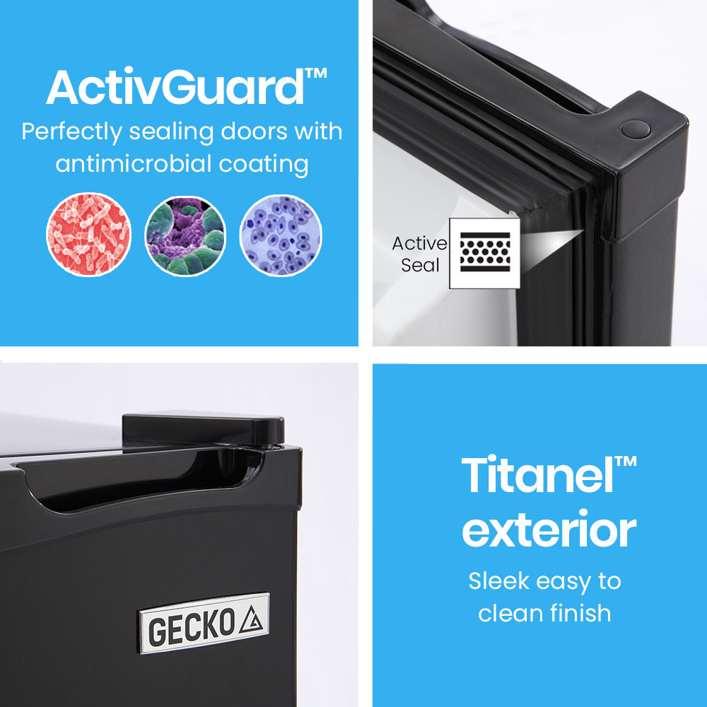 Gecko 125L Portable Upright Fridge, 12V/24V for Motorhome, Caravan, Black