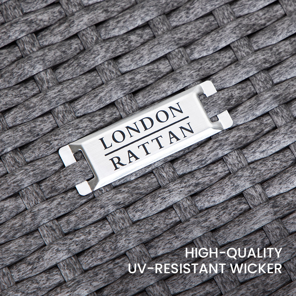 Prahran Rattan 3 Piece Outdoor Furniture Set with Table and Chairs - Grey