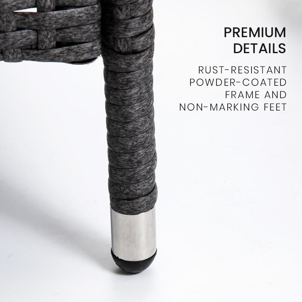 Prahran Rattan 3 Piece Outdoor Furniture Set with Table and Chairs - Grey