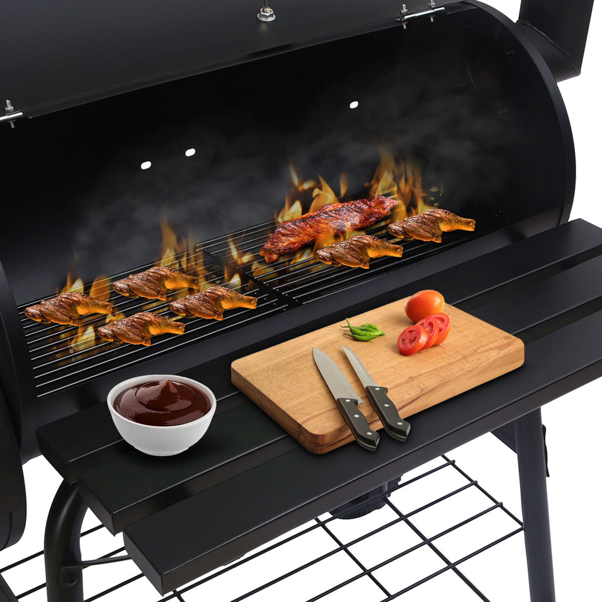 Coolaroo 2-in-1 Outdoor Barbecue Grill & Offset Smoker