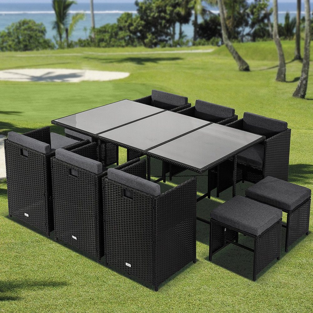 Sorrento Premium 11 Piece Outdoor Dining Set - Black