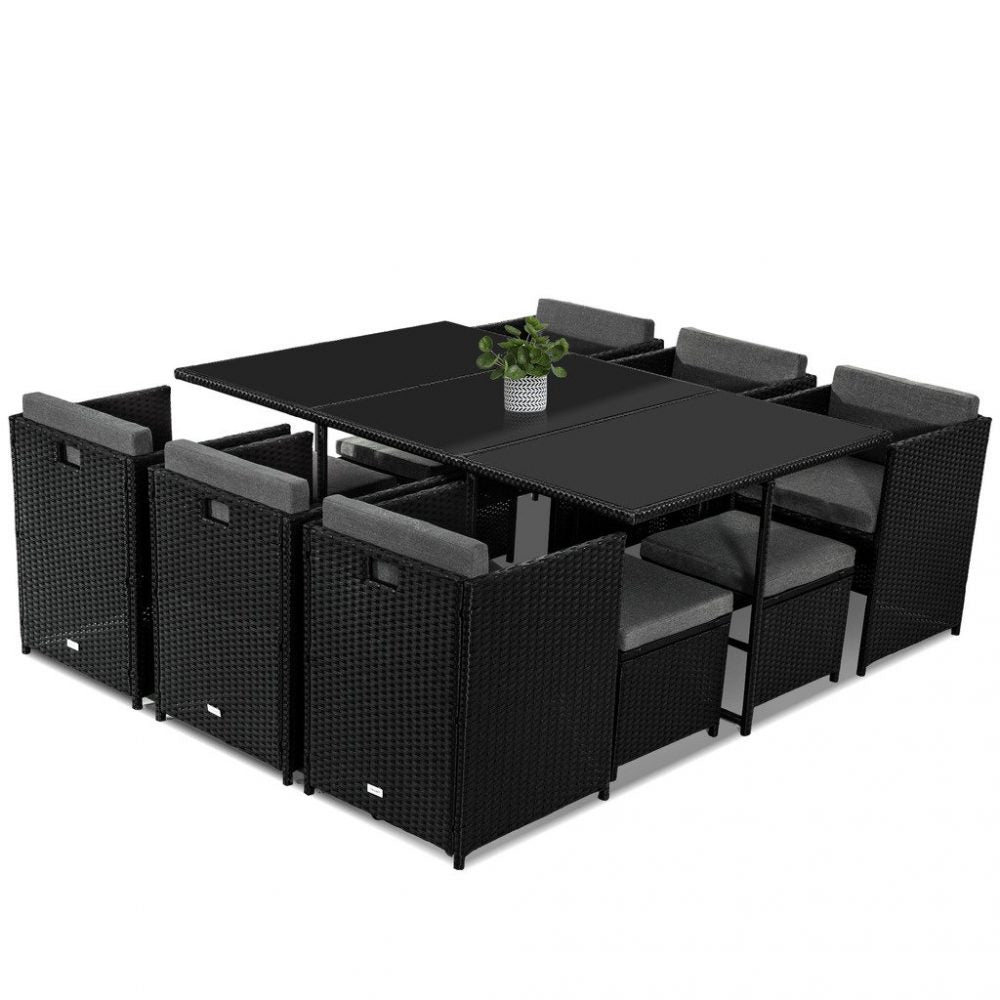 Sorrento Premium 11 Piece Outdoor Dining Set - Black