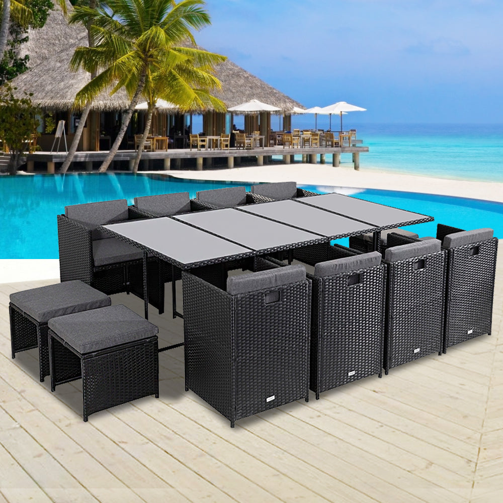 Sorrento Premium 13 Piece Outdoor Dining Set - Black