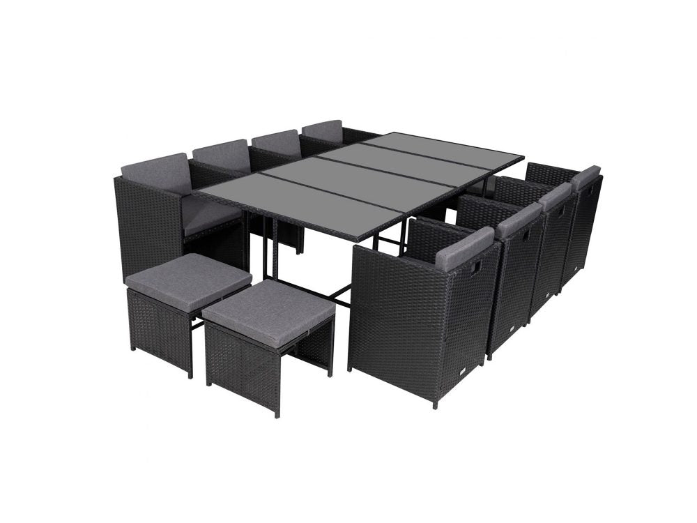 Sorrento Premium 13 Piece Outdoor Dining Set - Black