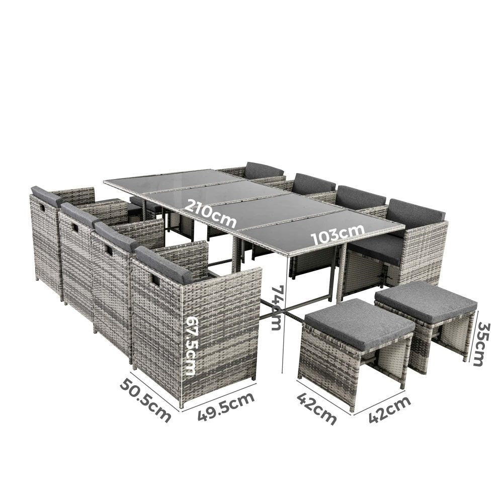 Sorrento Premium 13 Piece Outdoor Dining Set - Grey