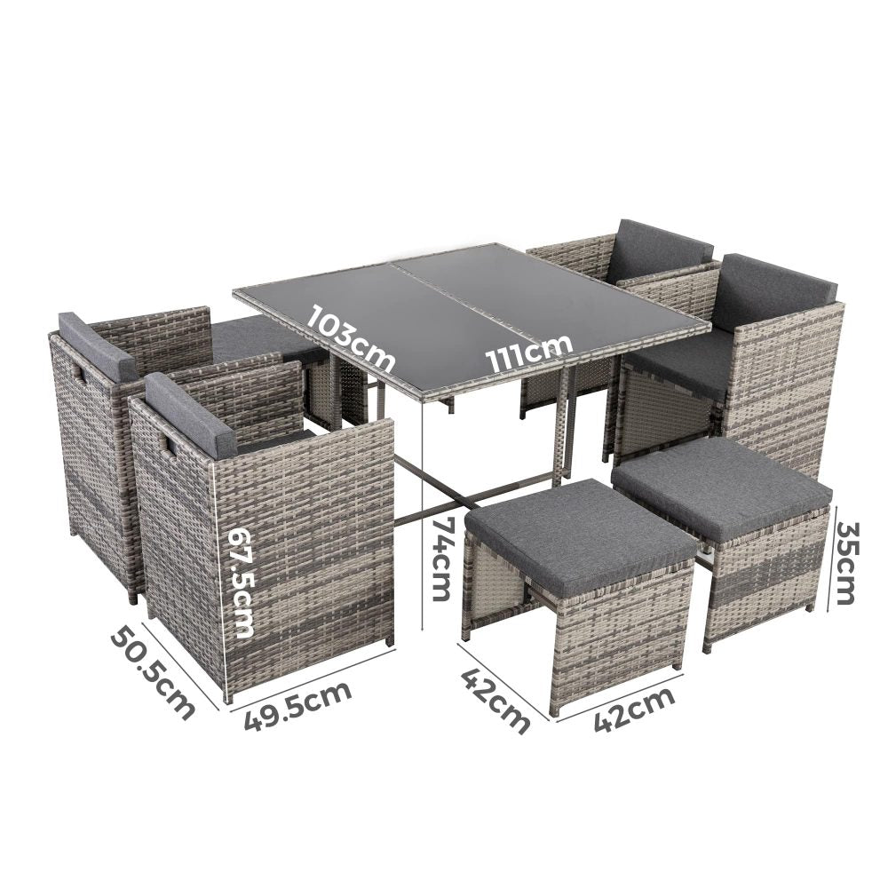 Armadale 8 Seater Outdoor Dining Set – Grey
