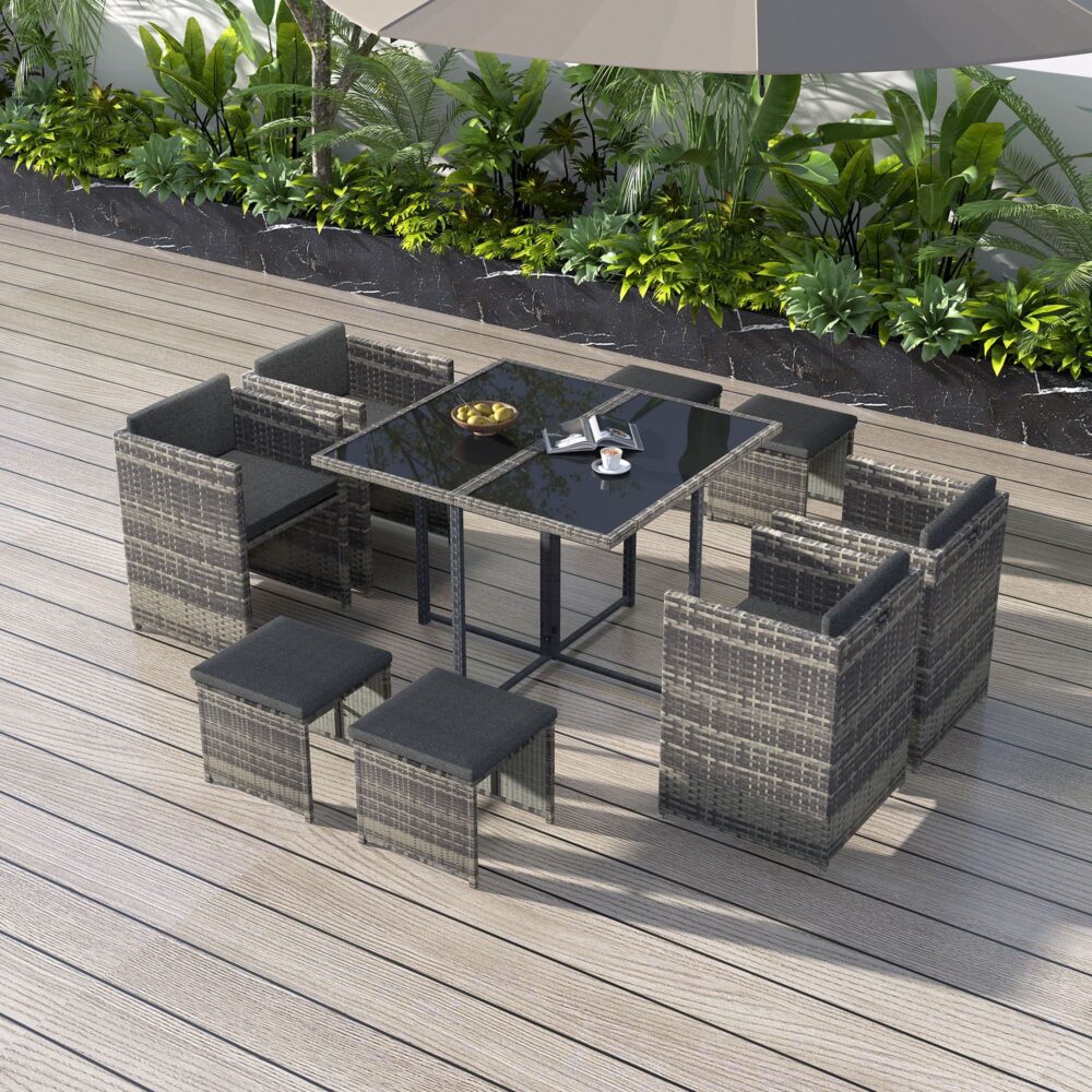 Armadale 8 Seater Outdoor Dining Set – Grey