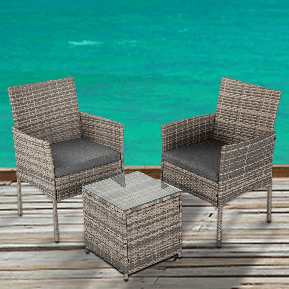 Prahran Luxury 2 Seater Furniture Chat Set - Mixed Grey