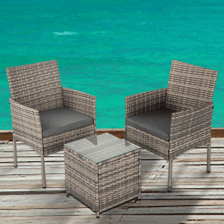 Prahran Luxury 2 Seater Furniture Chat Set - Mixed Grey