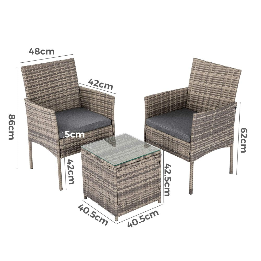Prahran Luxury 2 Seater Furniture Chat Set - Mixed Grey