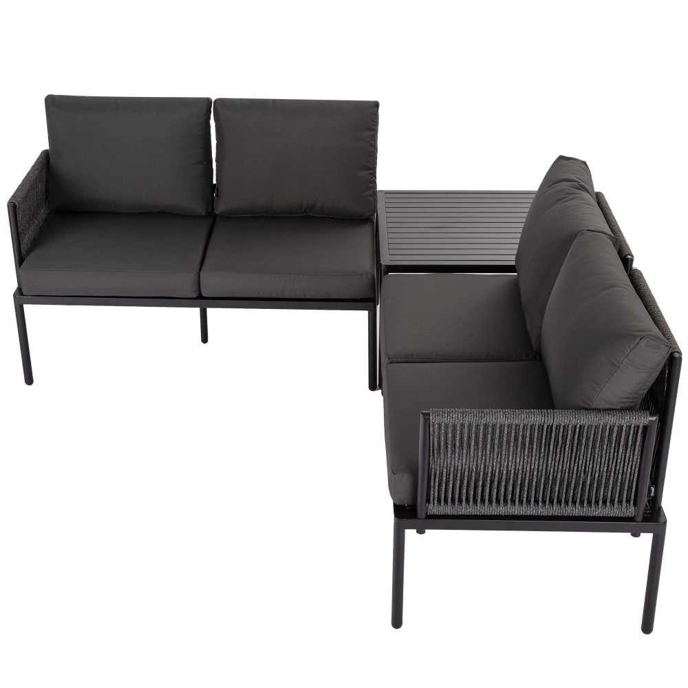 Armadale Deluxe 4 Seater Lounge Set with Coffee Table - Black