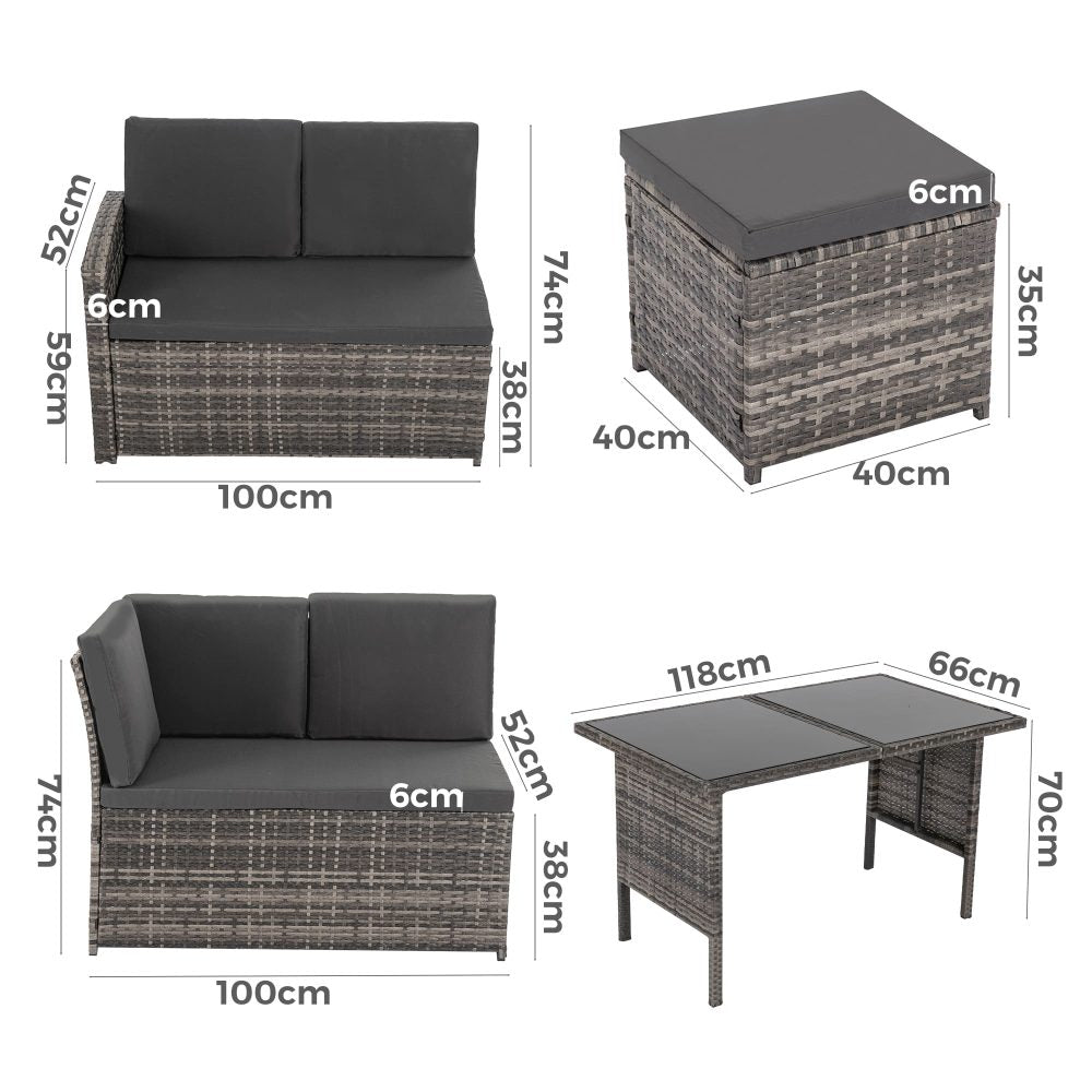 Malvern 8 Seater Modular Outdoor Garden Lounge and Dining Set