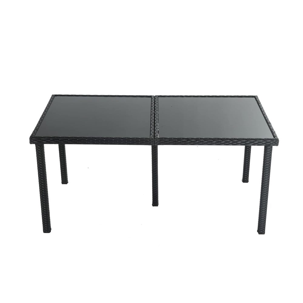 Prahran Minimalist Black Wicker 6 Seater Dining Set