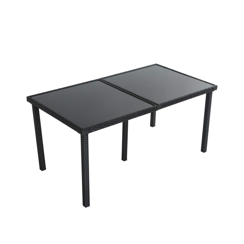 Prahran Minimalist Black Wicker 6 Seater Dining Set