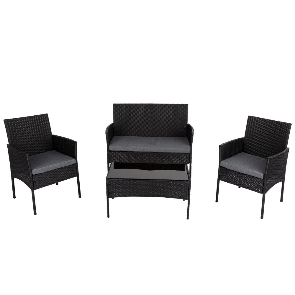 Armadale Luxury 4 Seater Outdoor Lounge Set - Black