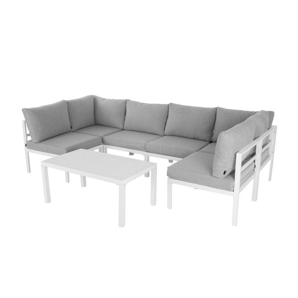 Toorak Premium White Modern 7 Piece Lounge Set