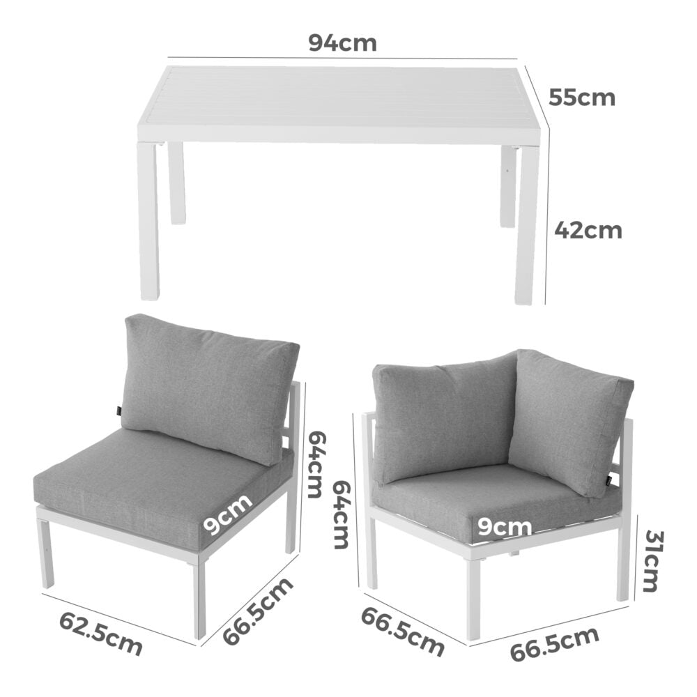 Toorak Premium White Modern 7 Piece Lounge Set